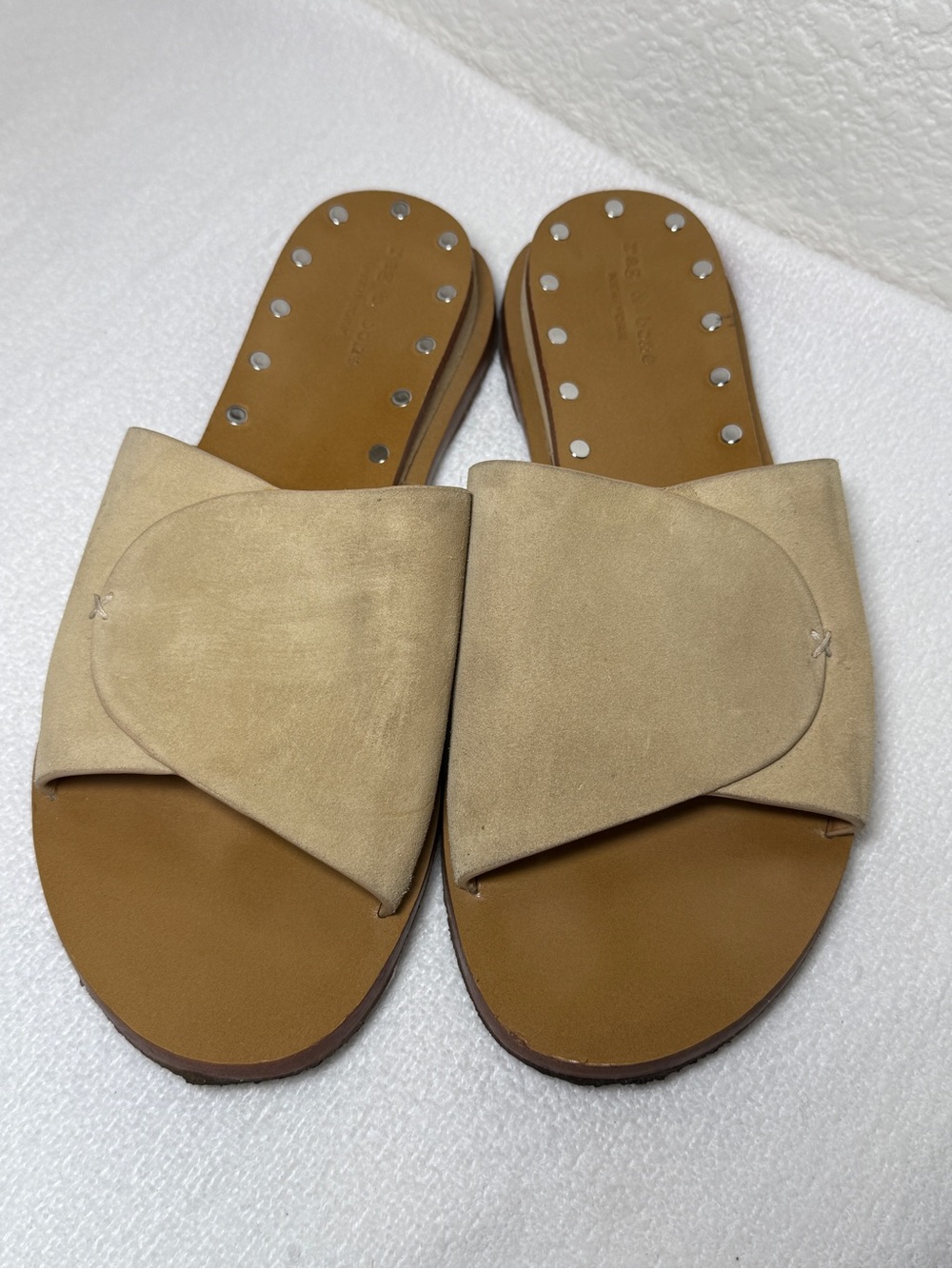 rag & bone Womens Beige Suede Slide Sandals Studded Leather Insole EU 36.5
